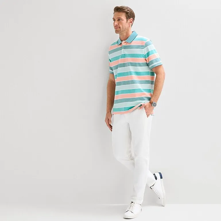 St. John's Bay Essential Striped Oxford Mens Slim Fit Short Sleeve Polo Shirt