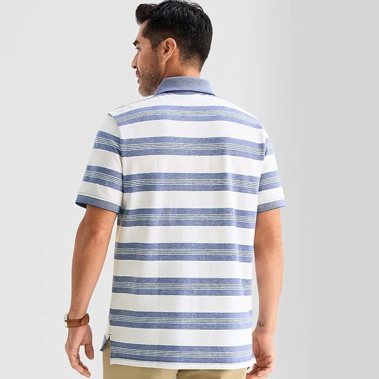 St. John's Bay Essential Striped Oxford Mens Slim Fit Short Sleeve Polo Shirt