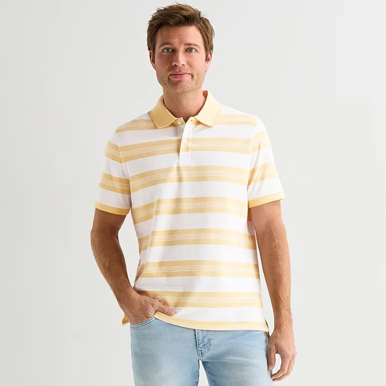 St. John's Bay Essential Striped Oxford Mens Slim Fit Short Sleeve Polo Shirt