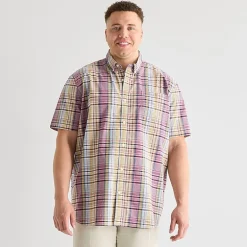 St. John's Bay Everyday Stretch Mens Short Sleeve Classic Fit Big and Tall Button-Down Shirt