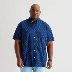 St. John's Bay Everyday Stretch Mens Short Sleeve Classic Fit Big and Tall Button-Down Shirt