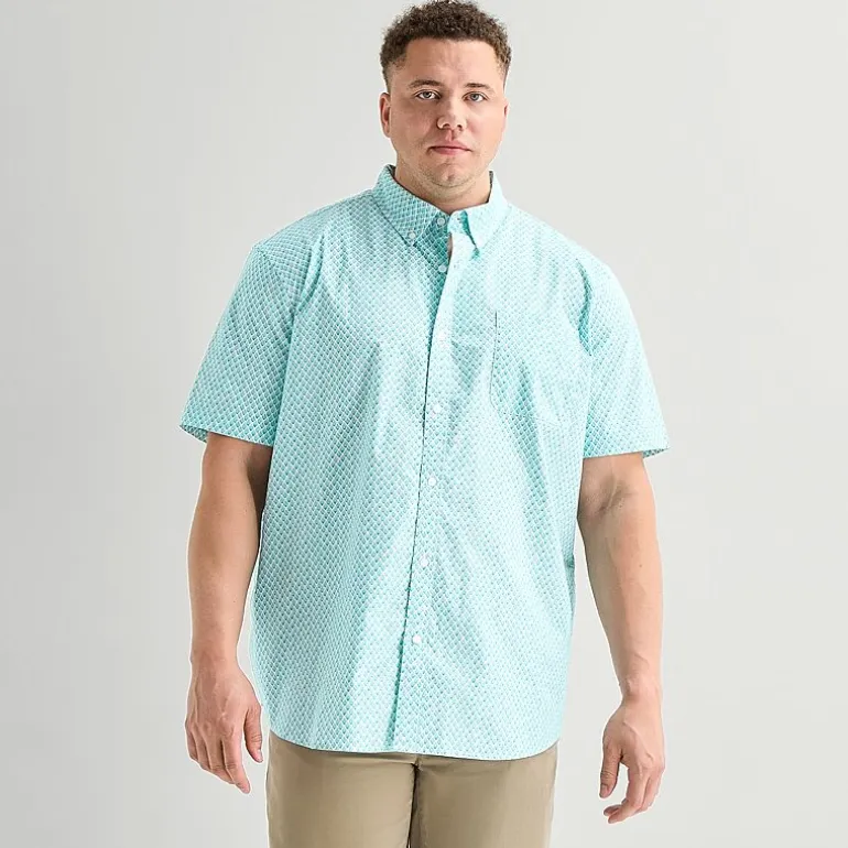 St. John's Bay Everyday Stretch Mens Short Sleeve Classic Fit Big and Tall Button-Down Shirt