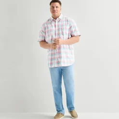 St. John's Bay Everyday Stretch Mens Short Sleeve Classic Fit Big and Tall Button-Down Shirt