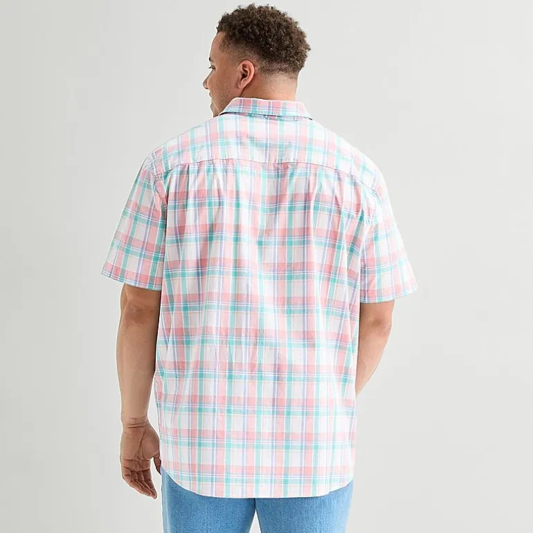 St. John's Bay Everyday Stretch Mens Short Sleeve Classic Fit Big and Tall Button-Down Shirt