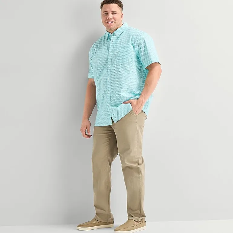 St. John's Bay Everyday Stretch Mens Short Sleeve Classic Fit Big and Tall Button-Down Shirt