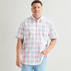 St. John's Bay Everyday Stretch Mens Short Sleeve Classic Fit Big and Tall Button-Down Shirt