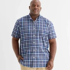 St. John's Bay Everyday Stretch Mens Short Sleeve Classic Fit Big and Tall Button-Down Shirt
