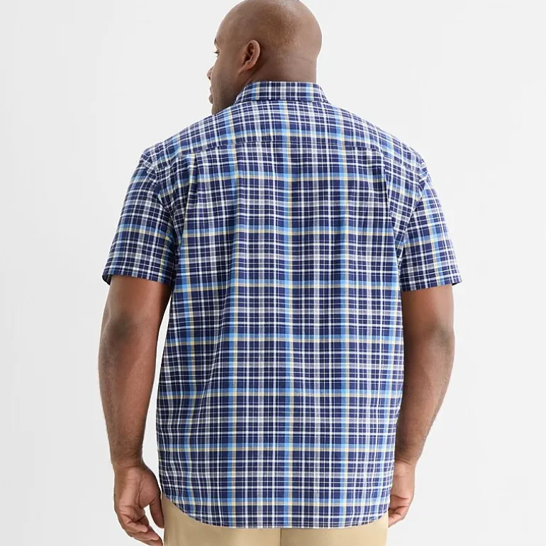 St. John's Bay Everyday Stretch Mens Short Sleeve Classic Fit Big and Tall Button-Down Shirt
