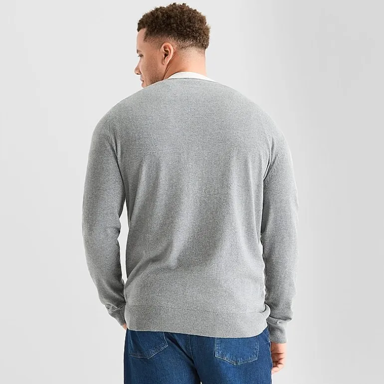 St. John's Bay Fine Gauge Mens V Neck Long Sleeve Button Big and Tall Cardigan