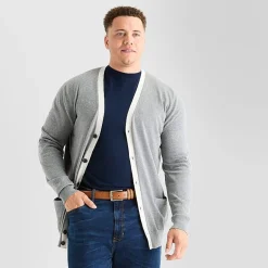 St. John's Bay Fine Gauge Mens V Neck Long Sleeve Button Big and Tall Cardigan
