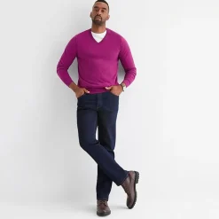St. John's Bay Fine Gauge Mens V Neck Long Sleeve Pullover Sweater