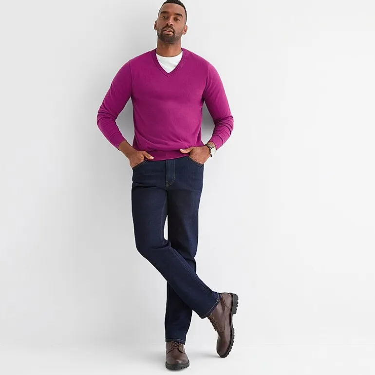 St. John's Bay Fine Gauge Mens V Neck Long Sleeve Pullover Sweater