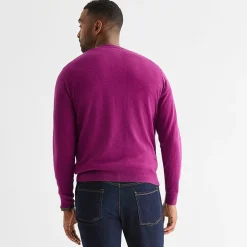 St. John's Bay Fine Gauge Mens V Neck Long Sleeve Pullover Sweater