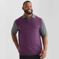 St. John's Bay Fine Gauge Mens V Neck Big and Tall Sweater Vest