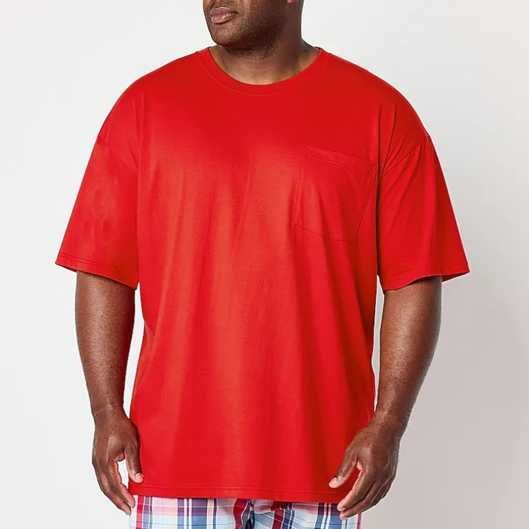 St. John's Bay Mens Crew Neck Short Sleeve Big and Tall Pajama Top