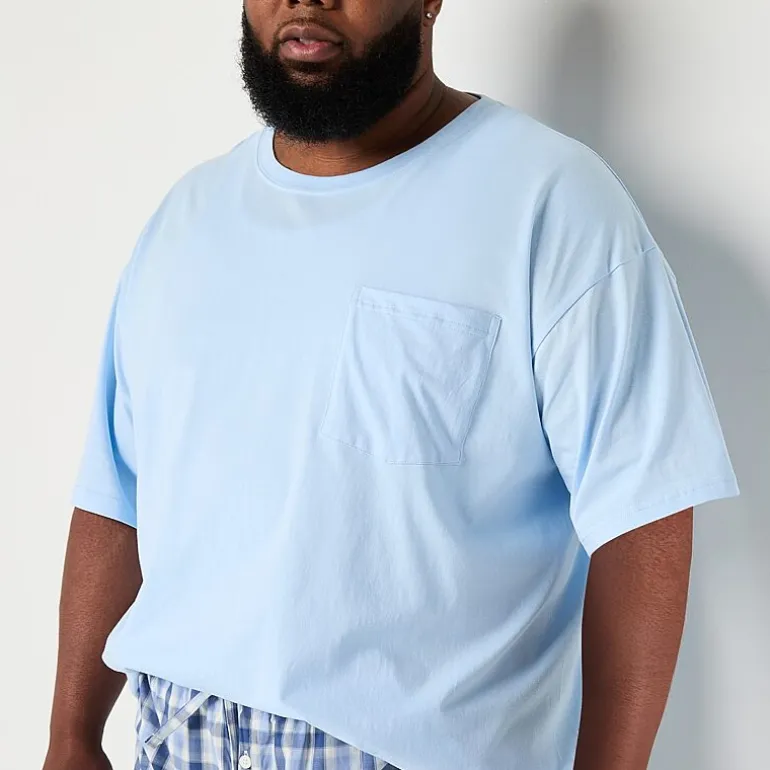 St. John's Bay Mens Crew Neck Short Sleeve Big and Tall Pajama Top
