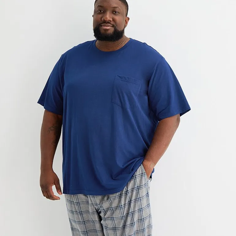 St. John's Bay Mens Crew Neck Short Sleeve 2-pc. Big and Tall Pajama Set