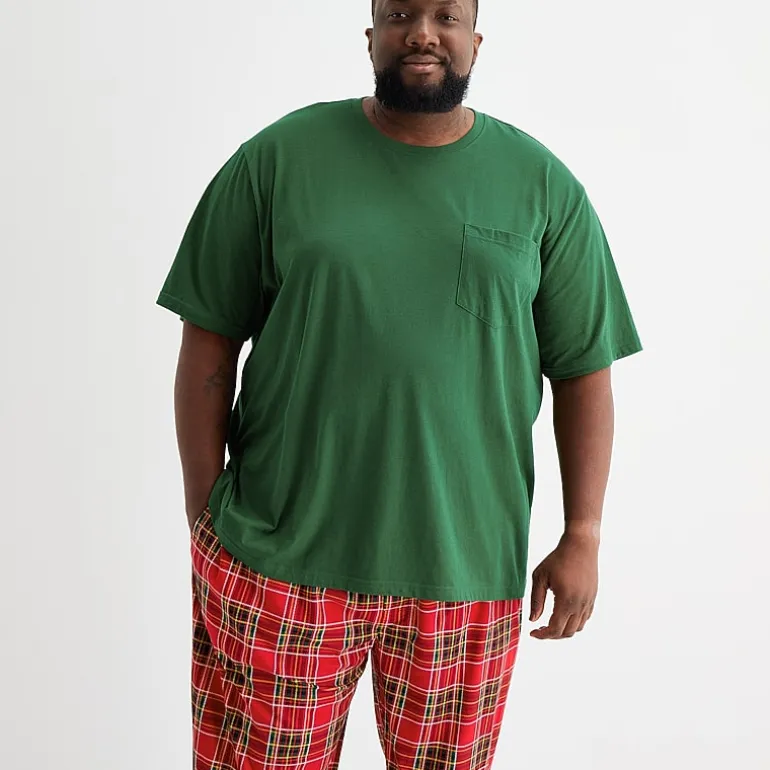 St. John's Bay Mens Crew Neck Short Sleeve 2-pc. Big and Tall Pajama Set