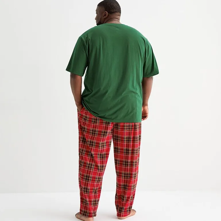 St. John's Bay Mens Crew Neck Short Sleeve 2-pc. Big and Tall Pajama Set