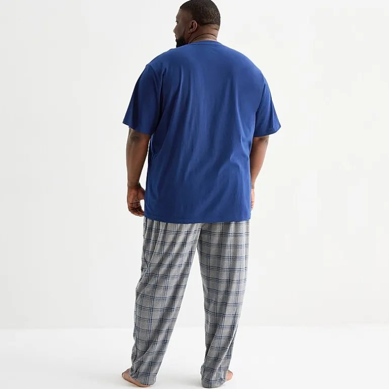 St. John's Bay Mens Crew Neck Short Sleeve 2-pc. Big and Tall Pajama Set