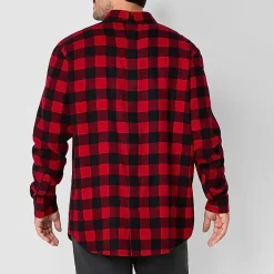St. John's Bay Mens Easy-on + Easy-off Seated Wear Long Sleeve Adaptive Classic Fit Big and Tall Flannel Shirt