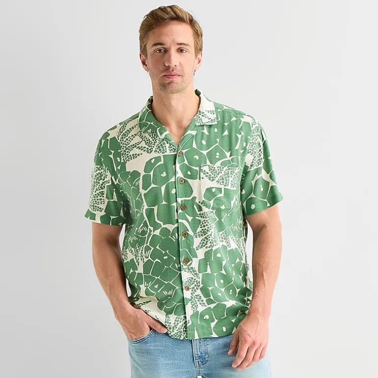 St. John's Bay Mens Short Sleeve Camp Shirt