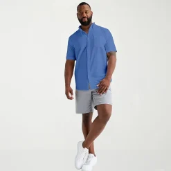 St. John's Bay Perforated Mens Short Sleeve Classic Fit Big and Tall Button-Down Shirt