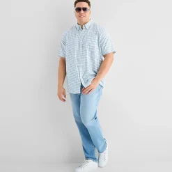 St. John's Bay Performance Mens Short Sleeve Classic Fit Big and Tall Button-Down Shirt