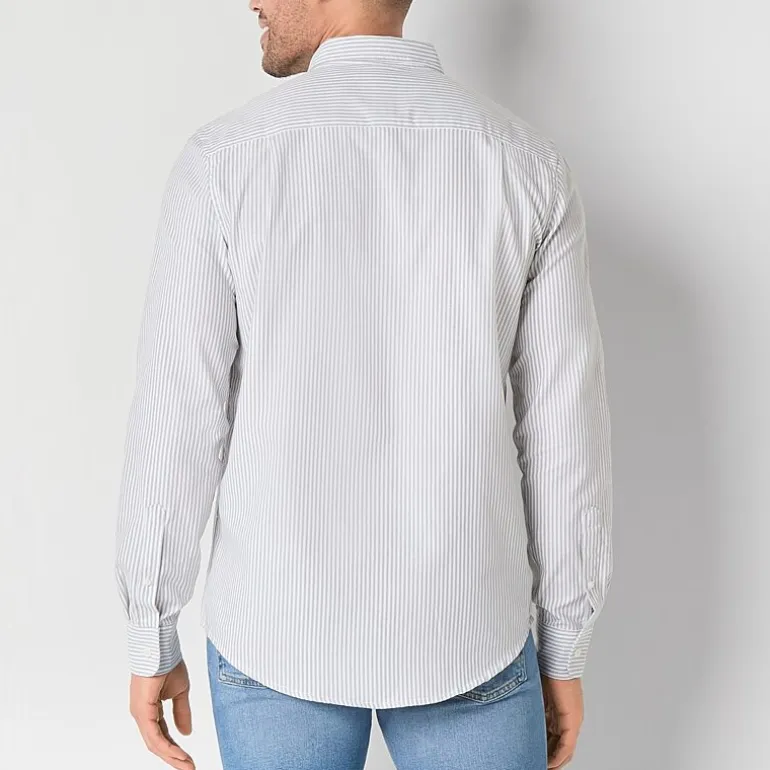 St. John's Bay Performance Oxford Dexterity Mens Easy-on + Easy-off Long Sleeve Classic Fit Button-Down Shirt