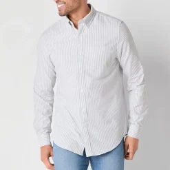 St. John's Bay Performance Oxford Dexterity Mens Easy-on + Easy-off Long Sleeve Classic Fit Button-Down Shirt
