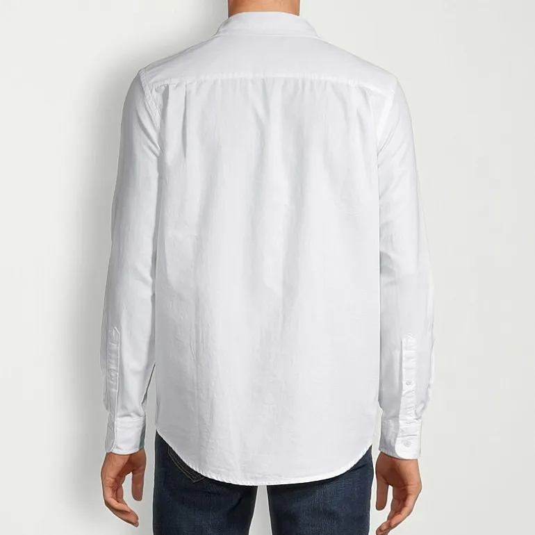 St. John's Bay Performance Oxford Dexterity Mens Easy-on + Easy-off Long Sleeve Classic Fit Button-Down Shirt