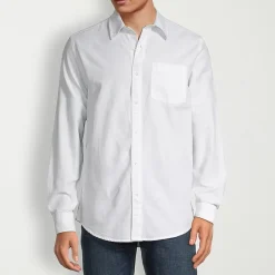 St. John's Bay Performance Oxford Dexterity Mens Easy-on + Easy-off Long Sleeve Classic Fit Button-Down Shirt