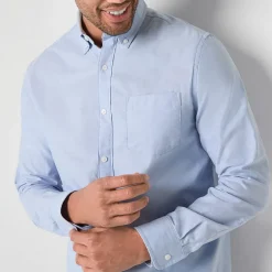 St. John's Bay Performance Oxford Dexterity Mens Easy-on + Easy-off Long Sleeve Classic Fit Button-Down Shirt