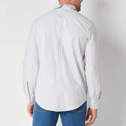 St. John's Bay Performance Oxford Mens Easy-on + Easy-off Seated Wear Long Sleeve Classic Fit Button-Down Shirt