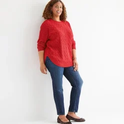 St. John's Bay Plus Womens Crew Neck Long Sleeve Pullover Sweater