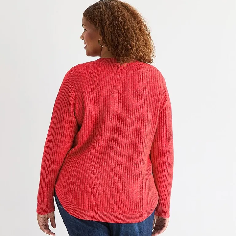 St. John's Bay Plus Womens Crew Neck Long Sleeve Pullover Sweater
