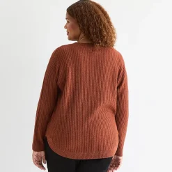 St. John's Bay Plus Womens Crew Neck Long Sleeve Pullover Sweater