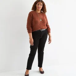 St. John's Bay Plus Womens Crew Neck Long Sleeve Pullover Sweater
