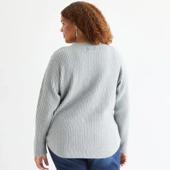 St. John's Bay Plus Womens Crew Neck Long Sleeve Pullover Sweater