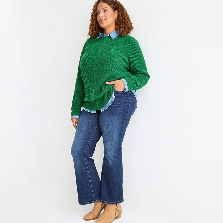 St. John's Bay Plus Womens Crew Neck Long Sleeve Pullover Sweater
