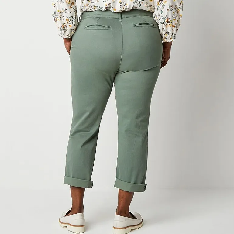 St. John's Bay Plus Women's Relaxed Fit Girl Friend Chino Pant
