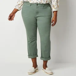 St. John's Bay Plus Women's Relaxed Fit Girl Friend Chino Pant