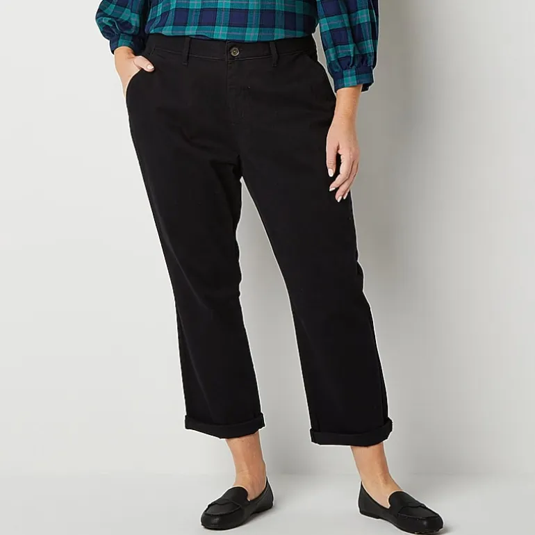 St. John's Bay Plus Women's Relaxed Fit Girl Friend Chino Pant