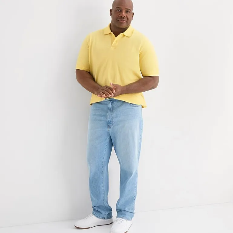 St. John's Bay Premium Stretch Big and Tall Mens Classic Fit Short Sleeve Polo Shirt