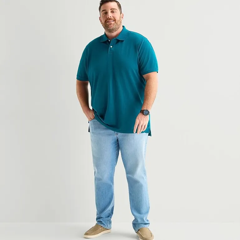 St. John's Bay Premium Stretch Big and Tall Mens Classic Fit Short Sleeve Polo Shirt