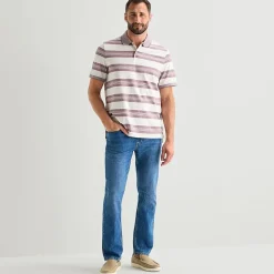 St. John's Bay Premium Stretch Striped Oxford Mens Classic Fit Short Sleeve Polo Shirt