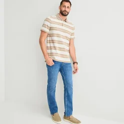 St. John's Bay Premium Stretch Striped Oxford Mens Classic Fit Short Sleeve Polo Shirt