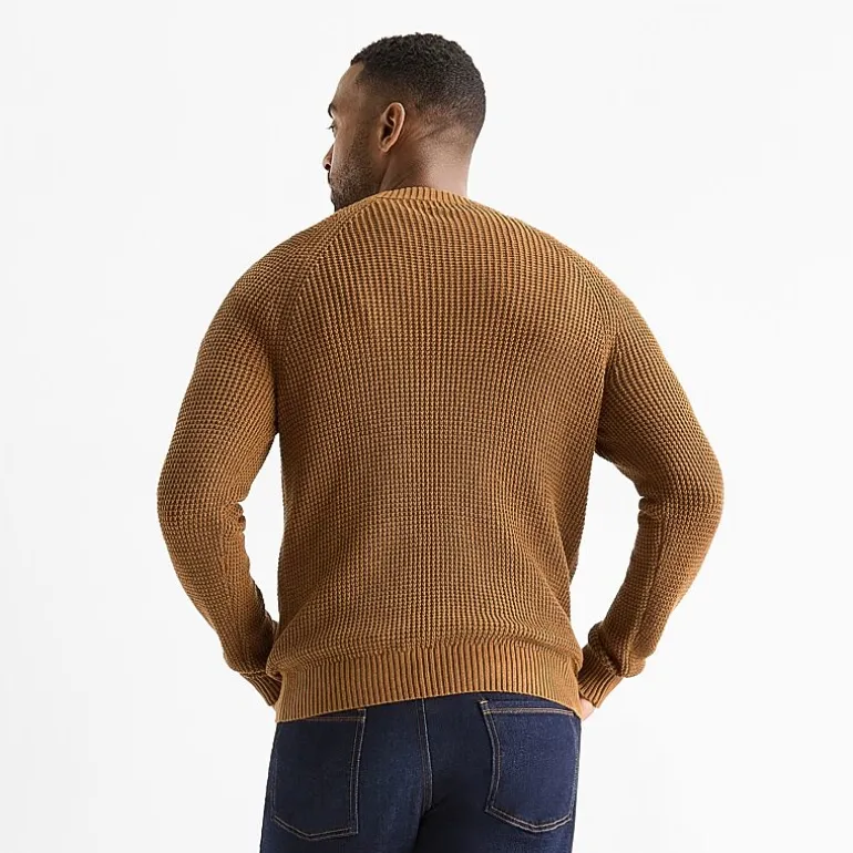 St. John's Bay Raglan Waffle Mens Crew Neck Long Sleeve Pullover Sweater