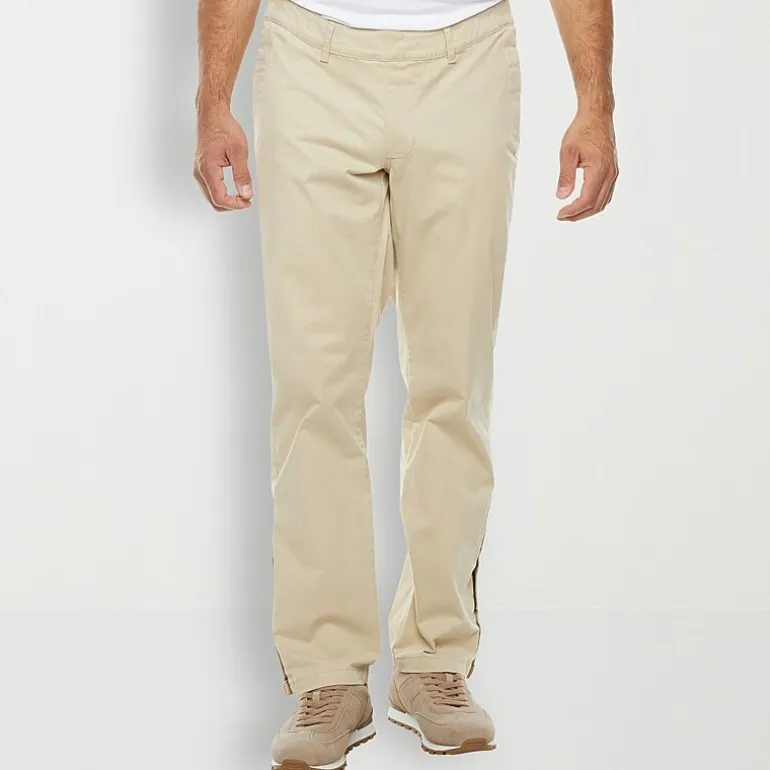 St. John's Bay Seated Chino Mens Adaptive Adjustable Features Easy-on + Easy-off Regular Fit Flat Front Pant