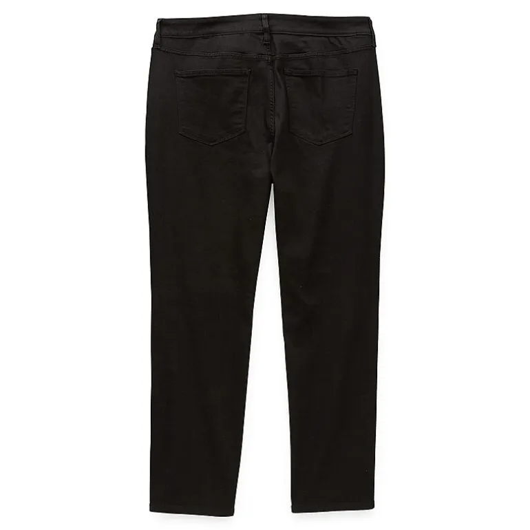 St. John's Bay Secretly Slender Womens Plus Mid Rise Adaptive Hidden Access Opening Straight Leg Jean